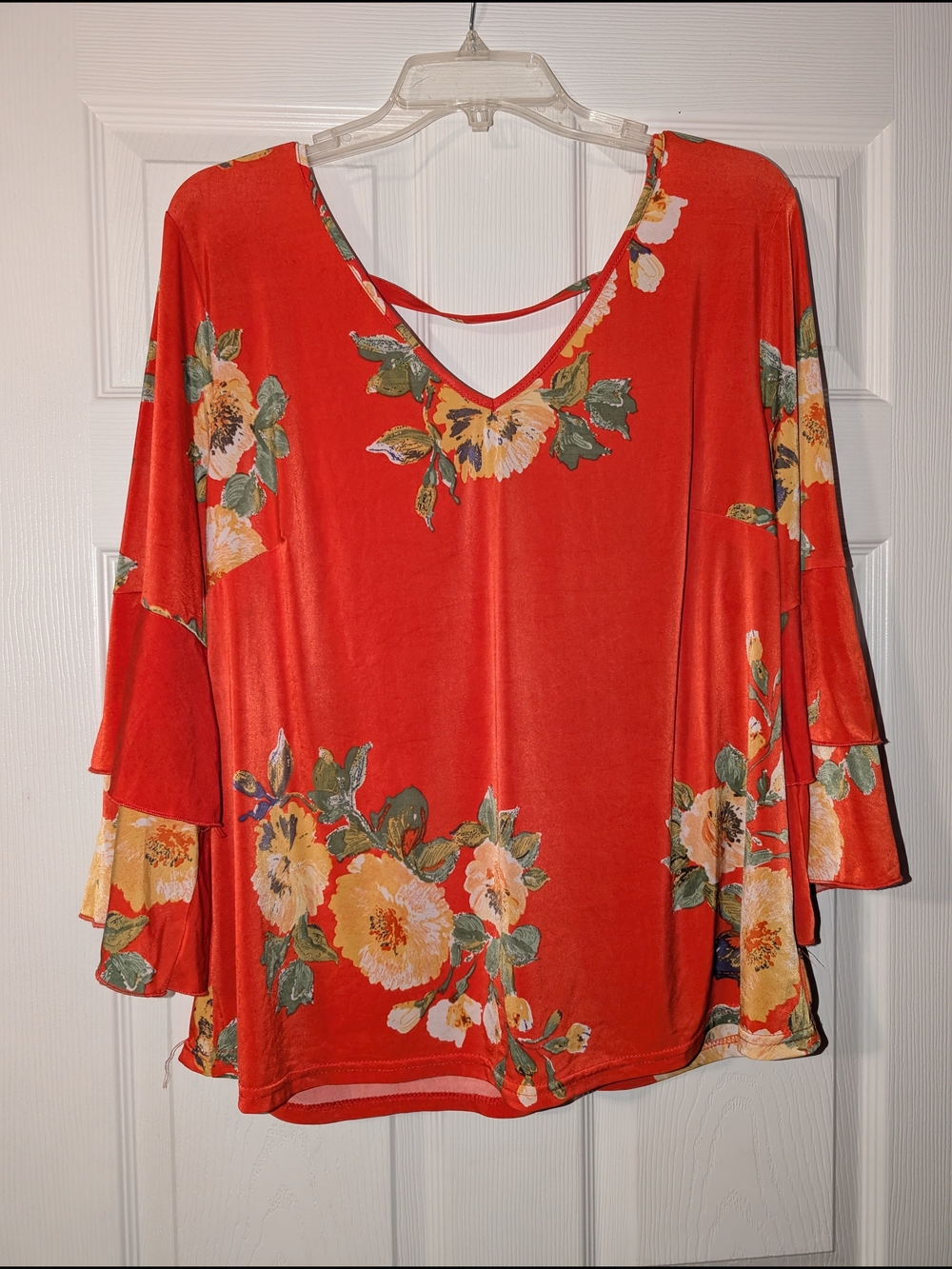 NWOT Orange/Red Floral Blouse
